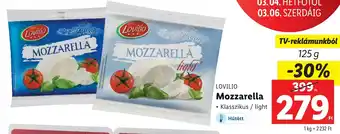 Lidl Lovilio Mozzarella 125g ajánlat