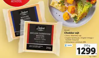 Lidl DELUXE Cheddar sajt 48% 250g ajánlat