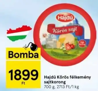 Tesco Hajdú Körös félkemény sajtkorong 700g ajánlat