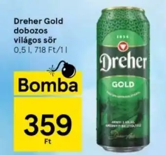Tesco Dreher Gold dobozos világos sör 0,5l ajánlat