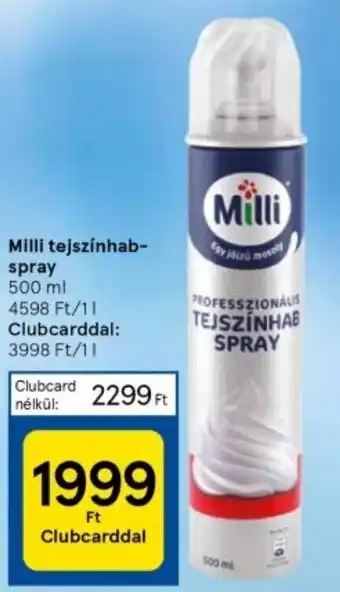 Tesco Milli tejszínhab spray 500ml ajánlat