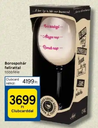 Borospohár felirattal