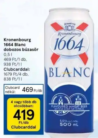 Tesco Kronenbourg 1664 Blanc dobozos búzasör 0,5l ajánlat