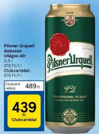 Tesco Pilsner Urquell dobozos világos sör 0,5l ajánlat