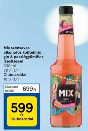 Tesco Mix szénsavas alkoholos koktélmix gin & passiógyümölcs ízesítéssel 330ml ajánlat