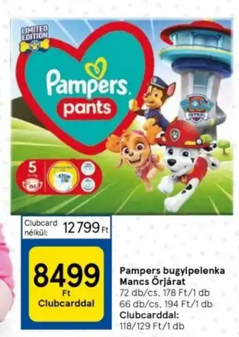 Tesco Pampers bugyipelenka Mancs Őrjárat 66-71db ajánlat