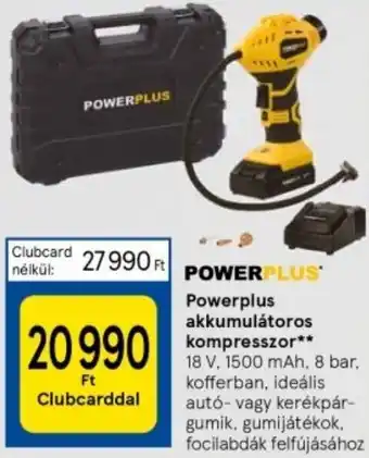 Tesco Powerplus akkumulátoros kompresszor ajánlat