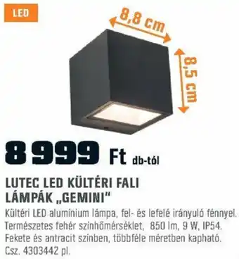 LUTEC LED KÜLTÉRI FALI LÁMPÁK „GEMINI”