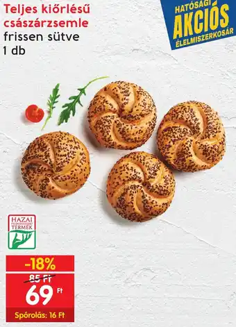 Spar Teljes kiőrlésű császárzsemle 1db ajánlat