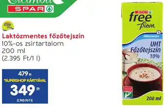 Spar Laktózmentes főzőtejszín 10% 200ml ajánlat