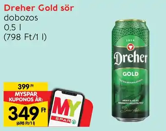 Spar Dreher Gold sör 0,5l ajánlat
