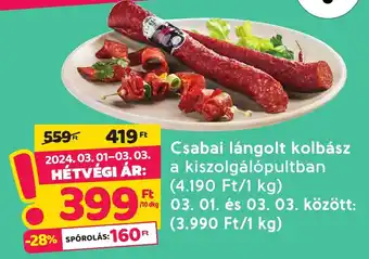Spar Csabai lángolt kolbász 10dkg ajánlat