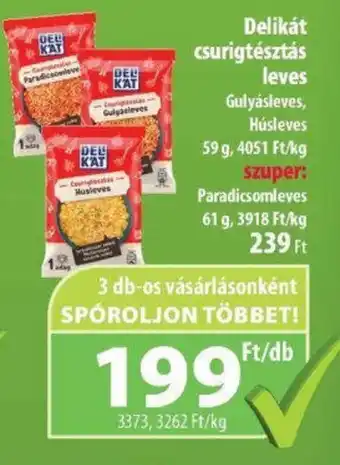 Coop Delikát csurigtésztás leves 59-61g ajánlat