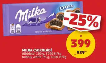 PENNY MILKA CSOKOLÁDÉ 100g, bubbly white 95g ajánlat