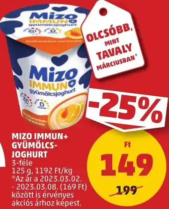 PENNY MIZO IMMUN+ GYÜMÖLCSJOGHURT 125g ajánlat
