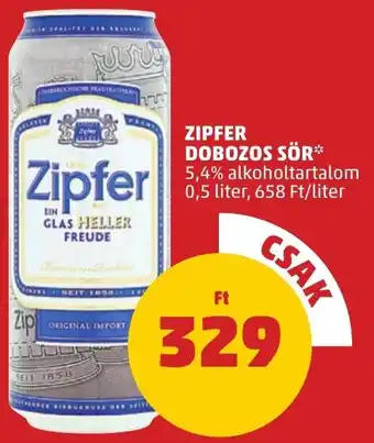 PENNY ZIPFER DOBOZOS SÖR 5,4% 0,5l ajánlat