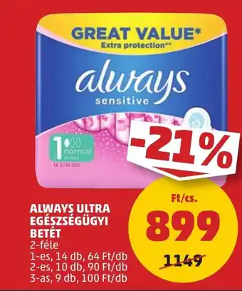 PENNY ALWAYS ULTRA EGÉSZSÉGÜGYI BETÉT ajánlat