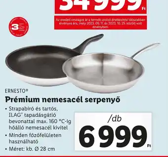 Lidl ERNESTO Prémium nemesacél serpenyő ajánlat