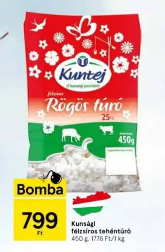 Tesco Kunsági félzsíros tehéntúró 450 g ajánlat