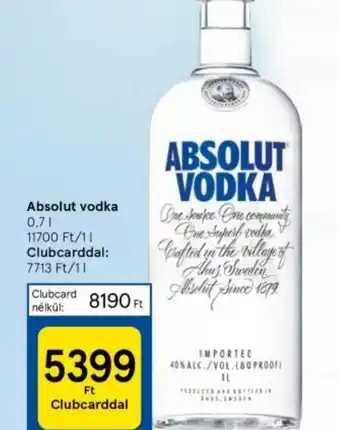 Tesco Absolut vodka 0,7l ajánlat