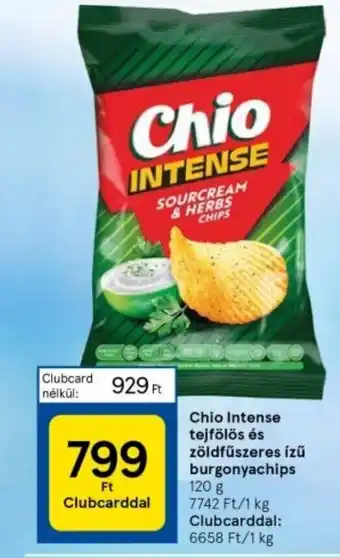Tesco Chio Intense tejfölös és zöldfűszeres ízű burgonyachips 120 g ajánlat