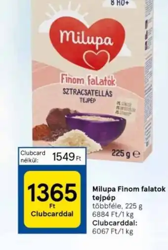Tesco Milupa Finom falatok tejpép 225g ajánlat