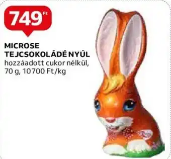 Auchan MICROSE TEJCSOKOLÁDÉ NYÚL hozzáadott cukor nélkül, 70 g ajánlat