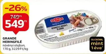 GRANDE HERINGFILÉ növényi olajban, 170 g