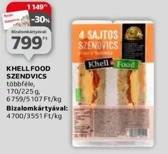 Auchan KHELL FOOD SZENDVICS 225g ajánlat