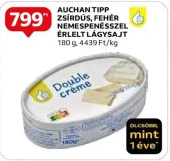 Auchan AUCHAN TIPP ZSÍRDUS FEHÉR NEMESPENÉSSZEL ÉRLELT LÁGYSAJT 180 g ajánlat