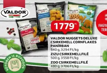 Auchan VALDOR NUGGETS DELUXE CSIRKEMELL CORNFLAKES PANÍRBAN 540g ajánlat