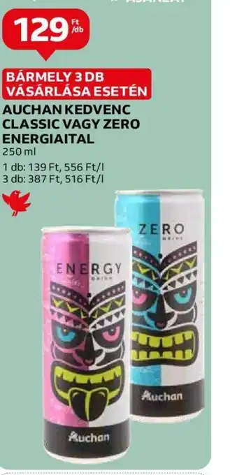 Auchan AUCHAN KEDVENC CLASSIC VAGY ZERO ENERGIAITAL 250 ml ajánlat