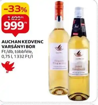 Auchan AUCHAN KEDVENC VARSÁNYI BOR 0,75l ajánlat