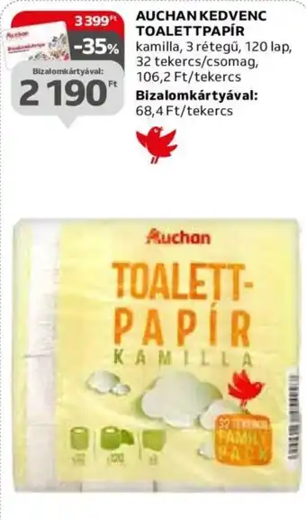 Auchan AUCHAN KEDVENC TOALETTPAPÍR ajánlat