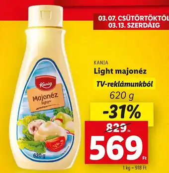 Lidl KANIA Light majonéz 620g ajánlat