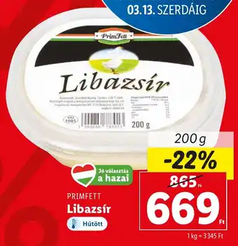 Lidl PRIMFETT Libazsír 200g ajánlat