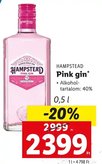 Lidl HAMPSTEAD Pink gin 40% 0,5l ajánlat