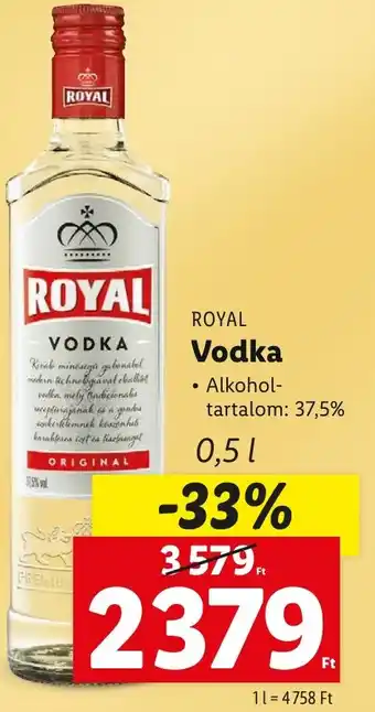 Lidl ROYAL Vodka 37,5% 0,5l ajánlat