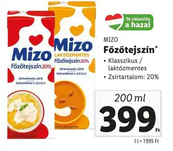 Lidl MIZO Főzőtejszín 20% 200ml ajánlat