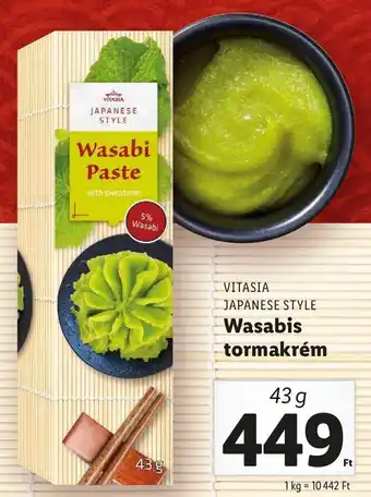 Lidl VITASIA JAPANESE STYLE Wasabis tormakrém 43g ajánlat