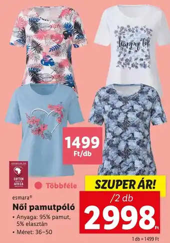 Lidl esmara Női pamutpóló 36-50 2db ajánlat