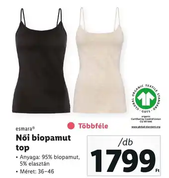Lidl esmara Női biopamut top 36-46 ajánlat