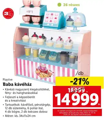 Lidl Playtive Baba kávéház 34x11x24cm ajánlat