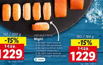 Lidl CHEF SELECT TO GO Nigiri 180-184g ajánlat