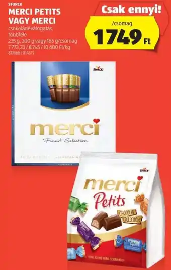 ALDI STORCK MERCI PETITS VAGY MERCI 225g, 200g vagy 165g ajánlat