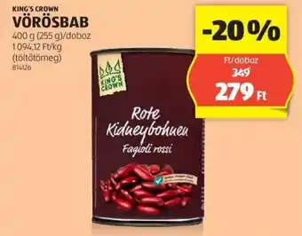 ALDI KING'S CROWN VÖRÖSBAB 400g ajánlat