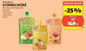 ALDI SWEET VALLEY GYÜMÖLCSPÜRÉ 100% 100g ajánlat