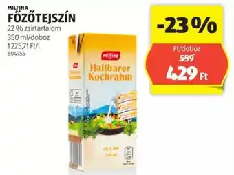 ALDI MILFINA FŐZŐTEJSZÍN 22% 350ml ajánlat