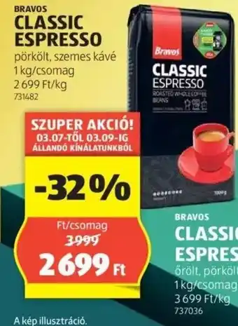ALDI BRAVOS CLASSIC ESPRESSO 1kg ajánlat