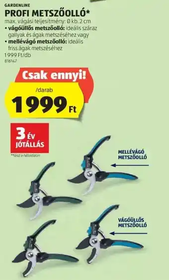 ALDI GARDENLINE PROFI METSZŐOLLÓ ajánlat